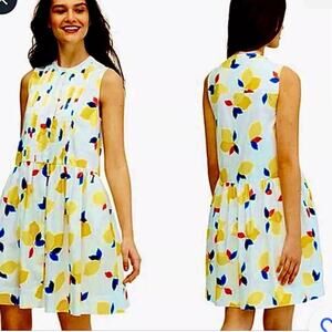 Kate spade lemon zest oversized shirt dress pleated front size xs